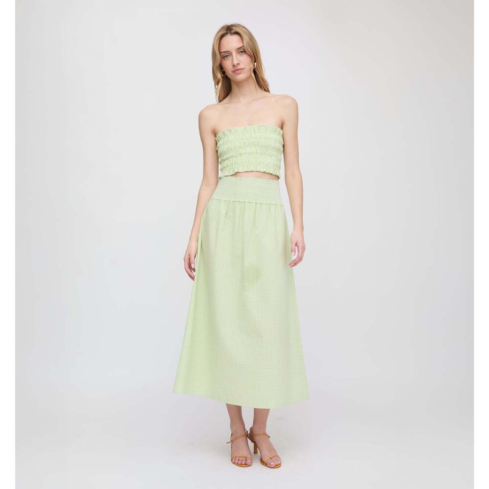 Hill House Home The Delphine Nap Skirt - Lime Gingham Size SLime Gingham / S